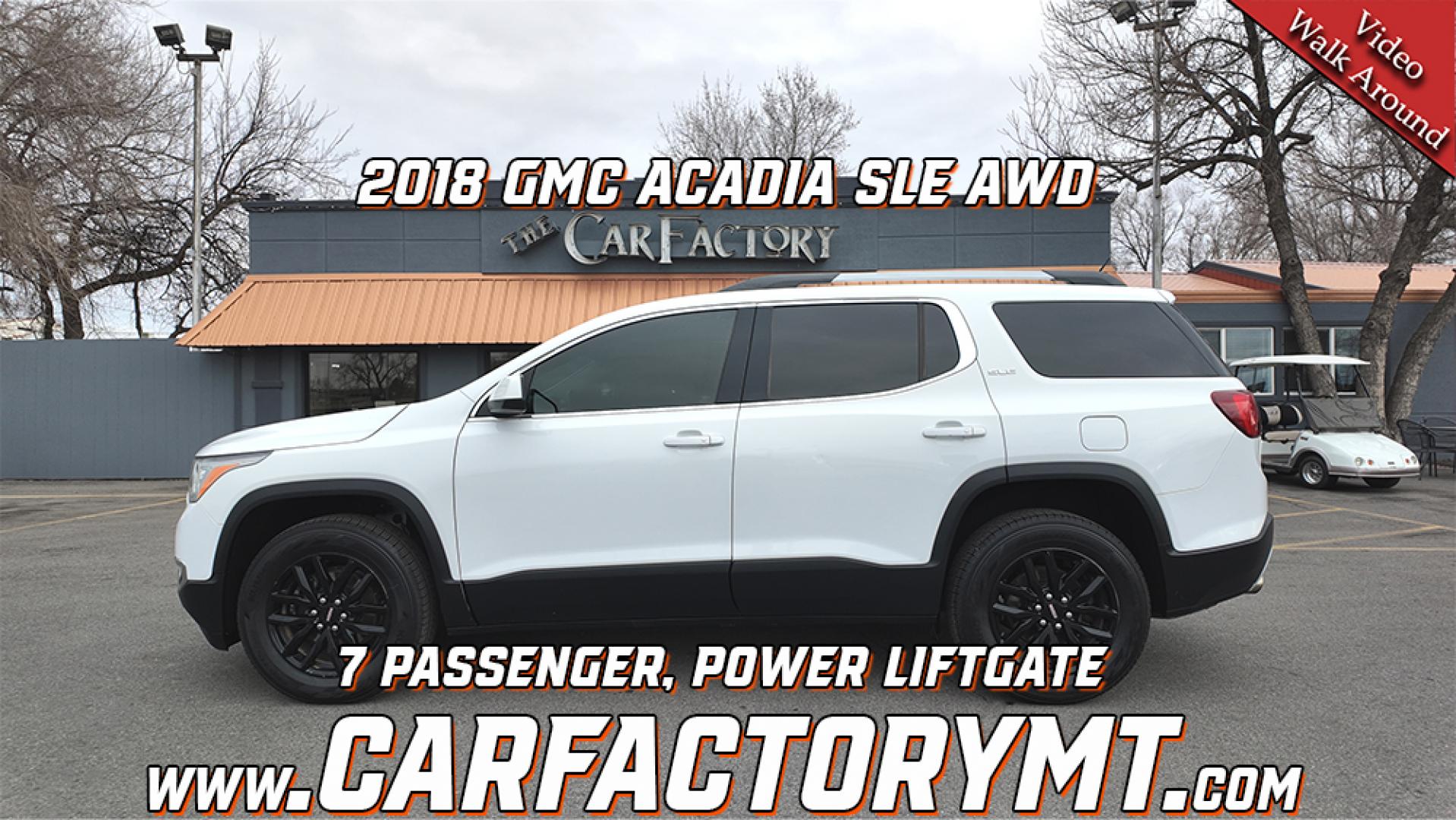 2018 White /Gray GMC Acadia SLE-2 AWD (1GKKNSLS7JZ) with an 3.6L V6 DOHC 24V engine, 6-Speed Automatic transmission, located at 4562 State Avenue, Billings, MT, 59101, (406) 896-9833, 45.769516, -108.526772 - Photo#1