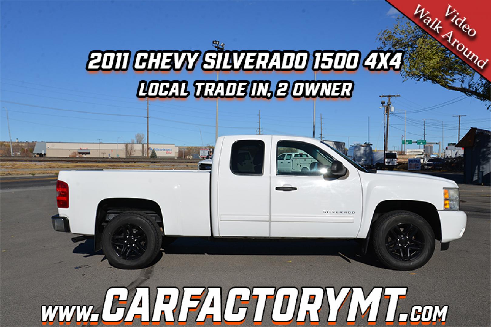 2011 Summit White /Ebony Chevrolet Silverado 1500 LT Ext. Cab 4WD (1GCRKSE37BZ) with an 5.3L V8 OHV 16V FFV engine, 6-Speed Automatic transmission, located at 4562 State Avenue, Billings, MT, 59101, (406) 896-9833, 45.769516, -108.526772 - 2011 Chevy Silverado 1500 LT 4x4 This Chevy is a 2 owner truck. There are no accidents recorded on the history report , the report has multiple service records notated . The Silverado runs and drives nicely. The Interior and exterior are clean. The 18 Inch Yokohama Geolander Tires are in good sha - Photo#1