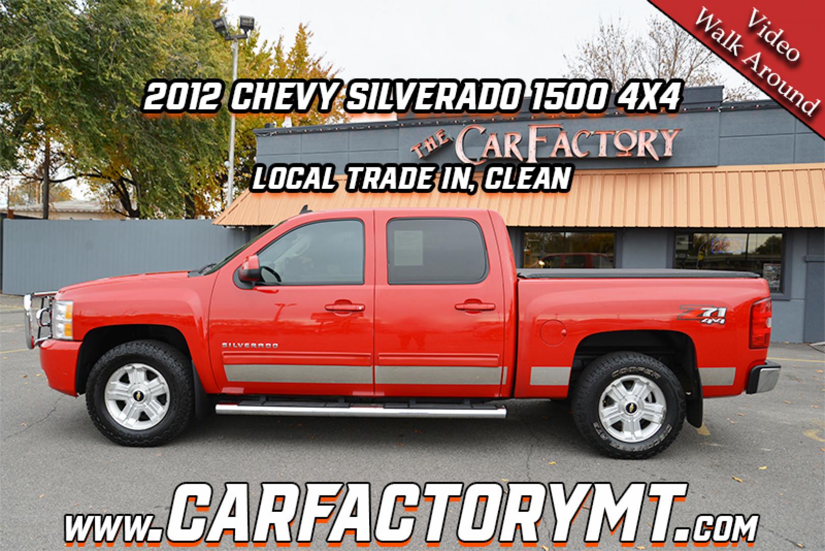 2012 Red /Gray leather Chevrolet Silverado 1500 LTZ Crew Cab 4WD (3GCPKTE70CG) with an 5.3L V8 OHV 16V FFV engine, 6-Speed Automatic transmission, located at 4562 State Avenue, Billings, MT, 59101, (406) 896-9833, 45.769516, -108.526772 - 2012 Chevrolet Silverado 1500 LTZ Crew Cab 4WD - Very clean! 5.3L V8 OHV 16V FFV Engine - 6-Speed Automatic Transmission - Z71 - 4WD - 155,529 miles LTZ Plus package - dual zone climate control - tilt wheel - cruise control - Bose audio with steering wheel controls - power windows and door loc - Photo#0