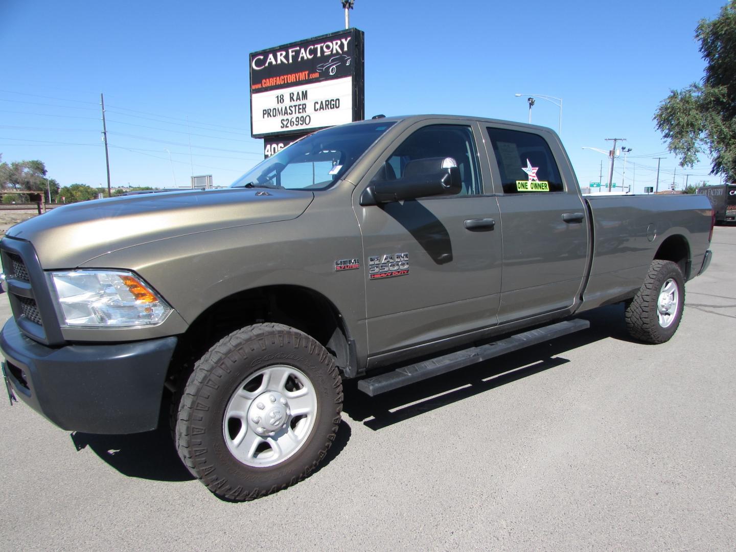 2015 Prairie Pearl /Gray RAM 3500 Tradesman Crew Cab 4WD (3C63R3GT6FG) with an 5.7L V8 OHV 16V engine, 6-Speed Automatic transmission, located at 4562 State Avenue, Billings, MT, 59101, (406) 896-9833, 45.769516, -108.526772 - 2015 RAM 3500 Tradesman Crew Cab 4WD - One owner - 63,672 miles! 5.7L V8 OHV 16V Hemi Engine - 6 speed automatic transmission - Longbox - 4WD - 63,672 miles - One owner Tradesman package - air conditioning - tilt steering wheel - cruise control - AM/FM/XM/CD audio - power windows and door loc - Photo#0