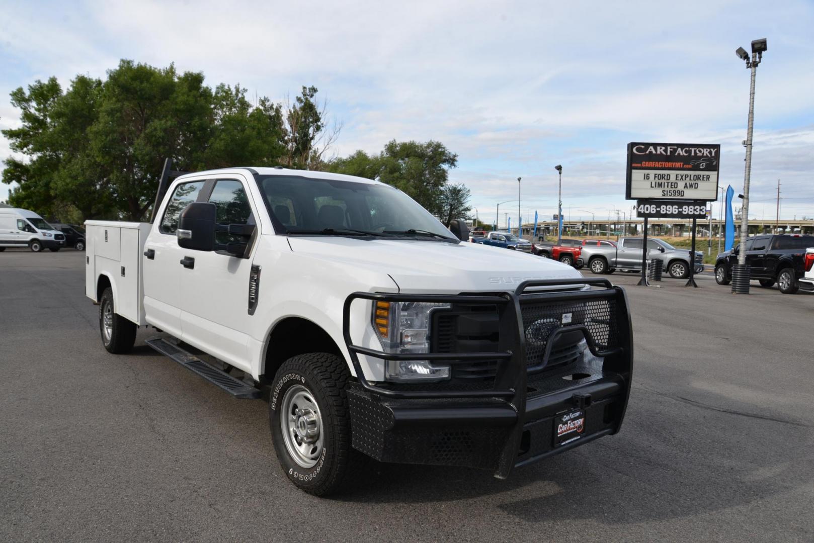 2018 Oxford White /Medium Earth Gray Ford F-250 SD Service Body Crew Cab 4WD (1FD7W2B66JE) with an 6.2L V8 OHV 16V engine, 6A transmission, located at 4562 State Avenue, Billings, MT, 59101, (406) 896-9833, 45.769516, -108.526772 - 2018 Ford F-250 Crew Cab 4x4 with a Reading Service Body Vin # 1FD7W2B66JEC48991 Miles: 128,227 Exterior Color: Oxford White Interior Color: Medium Earth Gray The Ford is a Low Mileage 1 owner Montana truck with no accidents reported on the History Report. It has been Inspected and Serviced - Photo#2