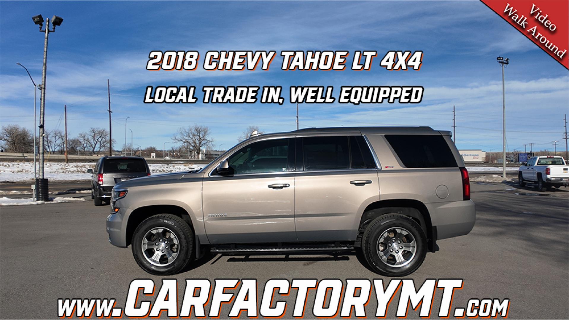 2018 Pepperdust Metallic /Cocoa/Dune Leather Chevrolet Tahoe LT Z71 (1GNSKBKC5JR) with an 5.3 V8 engine, 6 speed automatic transmission, located at 4562 State Avenue, Billings, MT, 59101, (406) 896-9833, 45.769516, -108.526772 - 2018 Chevrolet Tahoe LT 4x4 This Tahoe is a local trade in, it runs and drives nicely, the interior and exterior are clean, there are no accidents recorded on the vehicle history report, the 18 Inch Sumitomo Encounter tires are in next to new shape. with a 5.3 Liter v 8 engine, 6 Speed Automat - Photo#1