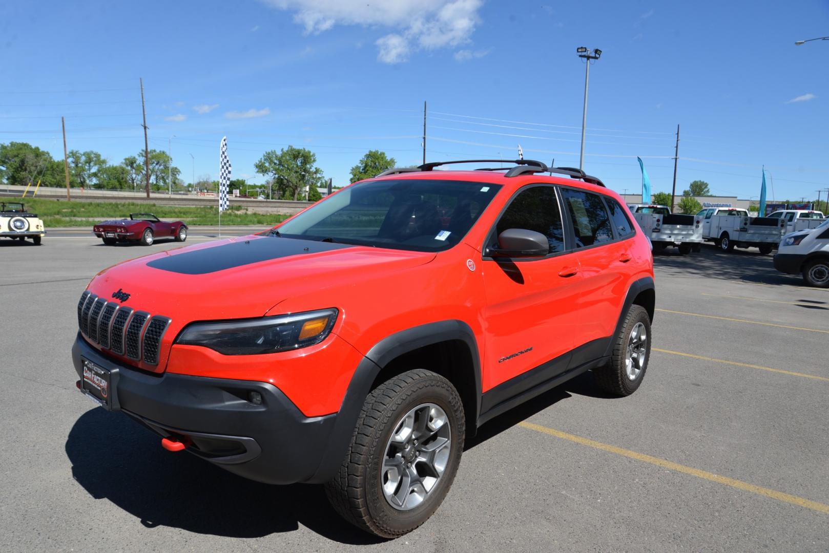 2019 Firecracker Red /Black Leather Jeep Cherokee Trailhawk (1C4PJMBXXKD) with an 3.2L V6 engine, 9 speed automatic transmission, located at 4562 State Avenue, Billings, MT, 59101, (406) 896-9833, 45.769516, -108.526772 - 2019 Jeep Cherokee Trail Hawk 4x4 The Trail Hawk is a Low Mileage Local trade in, it is a 1 Owner jeep. The interior and exterior are in very clean condition and the suv runs and drives nicely. The Tires are 17 Inch Open Range All Terrain's and they are in good condition. it has a 3.2 Liter V6, 9 - Photo#2