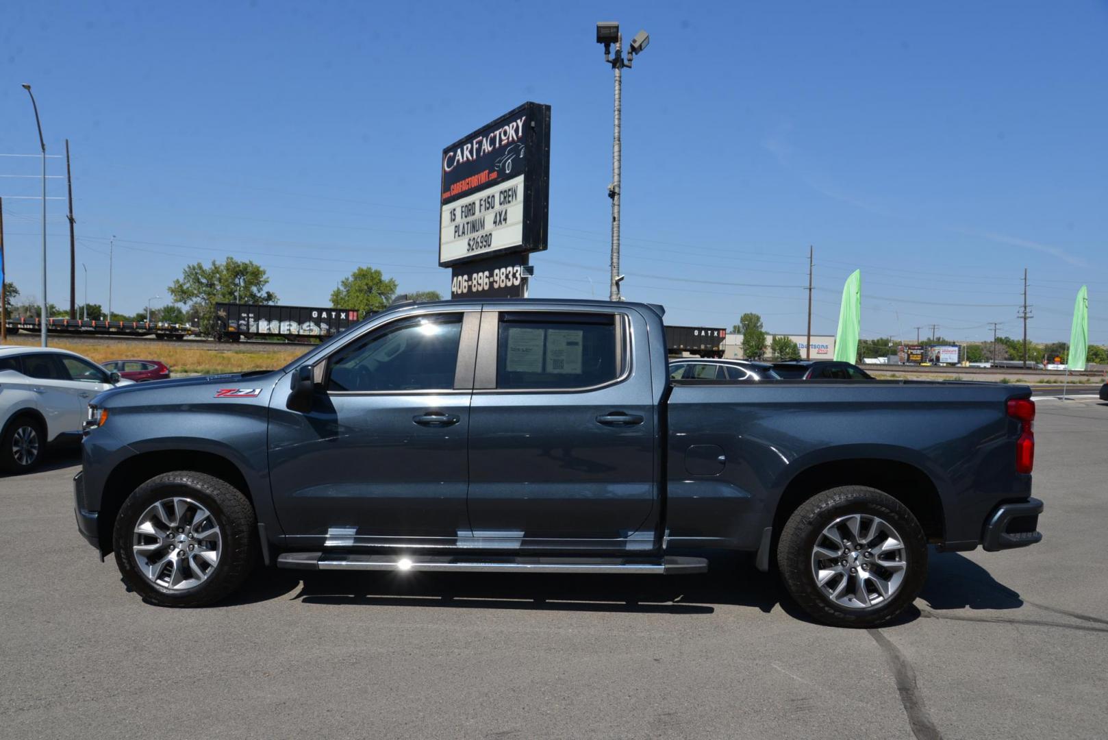 2021 Grey /Black Chevrolet Silverado 1500 RST (1GCUYEET1MZ) with an 3.0L Duramax Diesel engine, 10 Speed Automatic transmission, located at 4562 State Avenue, Billings, MT, 59101, (406) 896-9833, 45.769516, -108.526772 - 2021 Chevy 1500 crew cab 4x4, RST with a 3 Liter Duramax engine, 10 speed Automatic , 3 23 rear axle, 7000 Pound Gvwr, with only 30.081 Miles Features include: All star Edition Z71 package Convenience Package Large 8 inch touch screen Chevy mylink Infotainment with Sirius XM , Bluetooth, wit - Photo#1