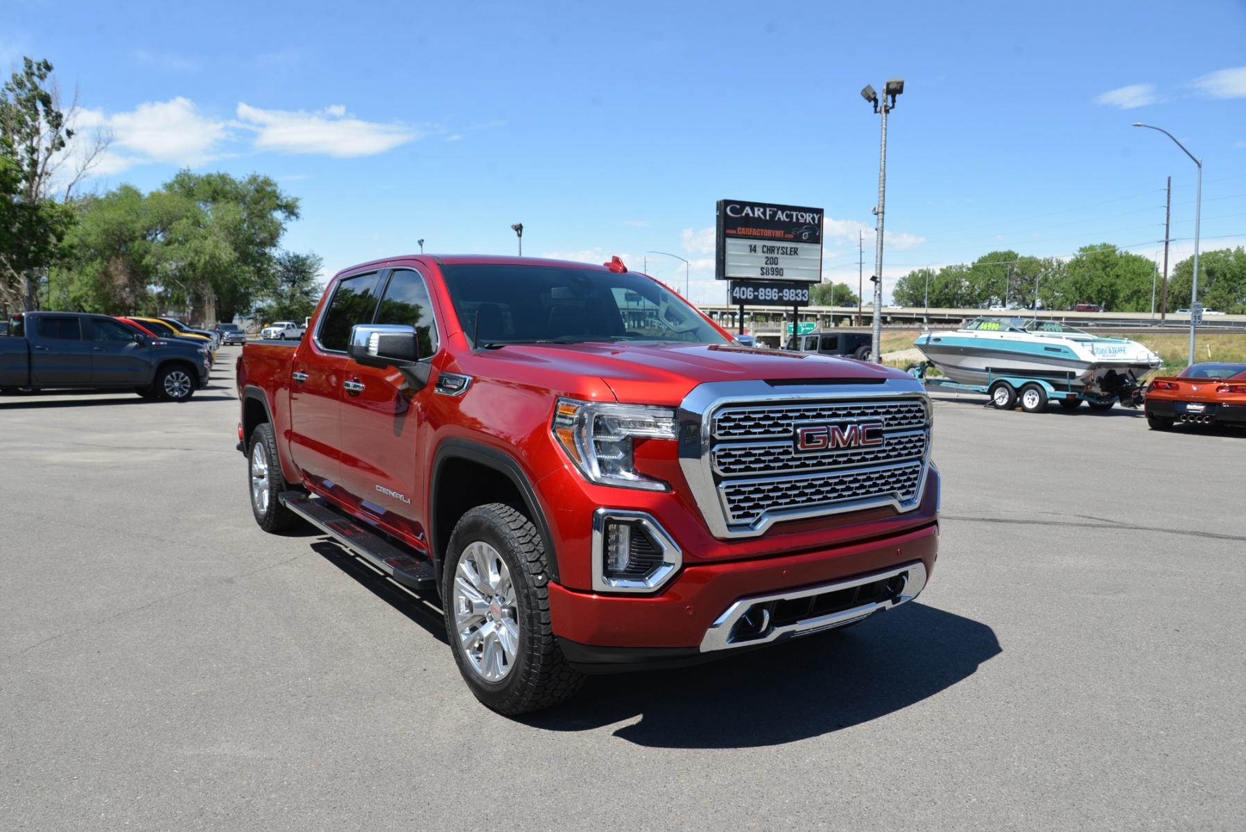 2021 Cayenne Red Tintcoat /Jet Black GMC Sierra 1500 Denali (1GTU9FETXMZ) with an 3.0L Duramax Diesel engine, 10 Speed Automatic transmission, located at 4562 State Avenue, Billings, MT, 59101, (406) 896-9833, 45.769516, -108.526772 - 2021 GMC Sierra 1500 Denali Crew Cab 4x4 with a 3.0 Liter Duramax Turbo Diesel Engine. 10 Speed Automatic Transmission. Denali Premium Suspension with Adaptive Ride Control. Auto-locking Rear Differential, 2-Speed Autotrac Transfer Case, ProGrade Trailering System with Trailering Package with Tra - Photo #1