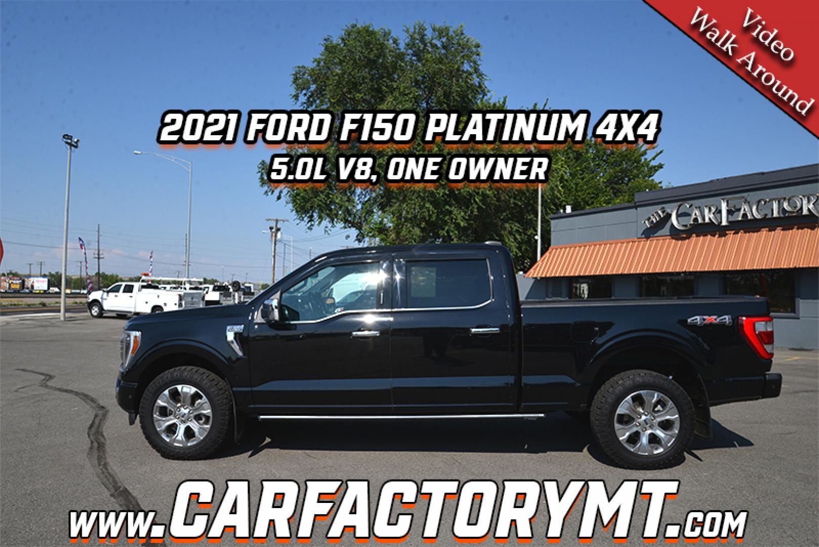 2021 Black /Black Ford F-150 Platinum SuperCrew 6.5-ft. Bed 4WD (1FTFW1E53MF) with an 5.0L V8 OHV 16V engine, 10 Speed Automatic transmission, located at 4562 State Avenue, Billings, MT, 59101, (406) 896-9833, 45.769516, -108.526772 - This is a 2021 Ford F-150 Platinum SuperCrew 4x4 with a 6 and a half foot bed This Ford is a One Owner Truck, there are no accidents reported on the history report. It has 20 inch Goodyear Wrangler Dura trac tires and they are in great shape. it has a 5 Liter V8, 10 Speed automatic transmission, - Photo#1