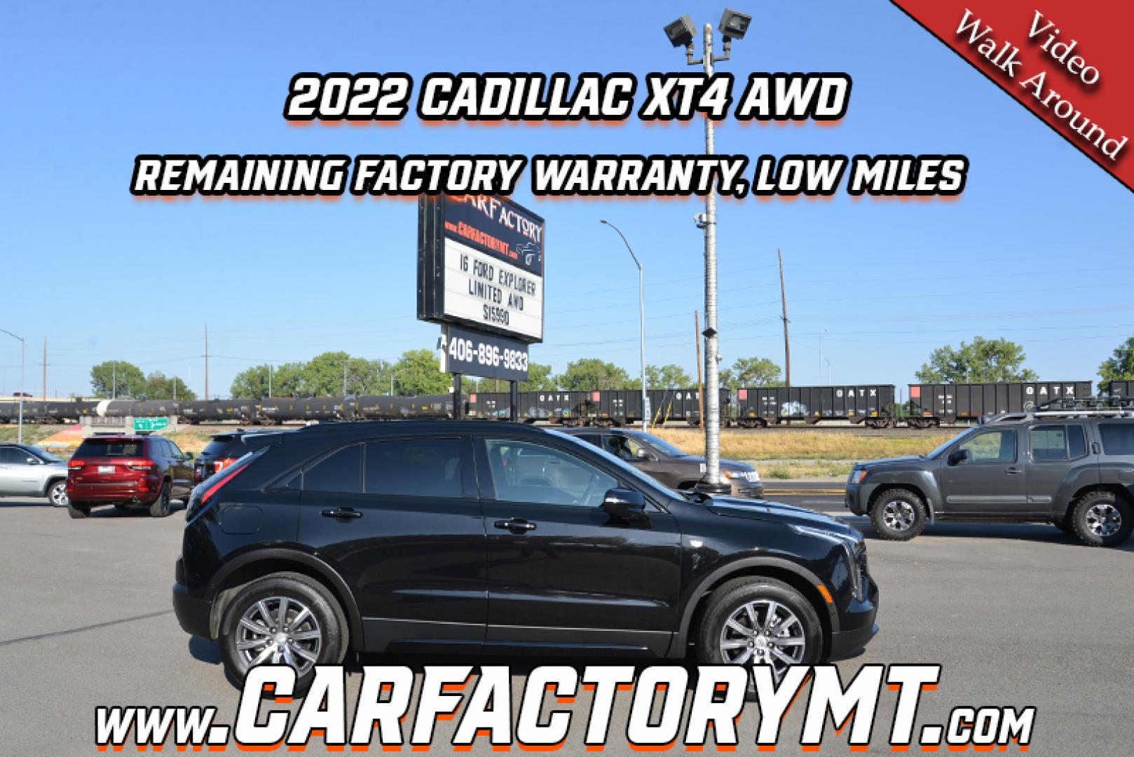 2022 Stellar Black Metallic /Jet Black Cadillac XT4 Sport AWD (1GYFZFR40NF) with an 2.0L L4 DOHC 16V engine, 9A transmission, located at 4562 State Avenue, Billings, MT, 59101, (406) 896-9833, 45.769516, -108.526772 - This Cadillac has remaining factory warranty, only 15,124 miles, and was a local trade-in. It is a two-owner SUV with no accidents reported on the history report. The Cadillac is in excellent condition. The tires are 18-inch Continental ProContact TX, and they are in good condition. Engine: 2.0L - Photo#1