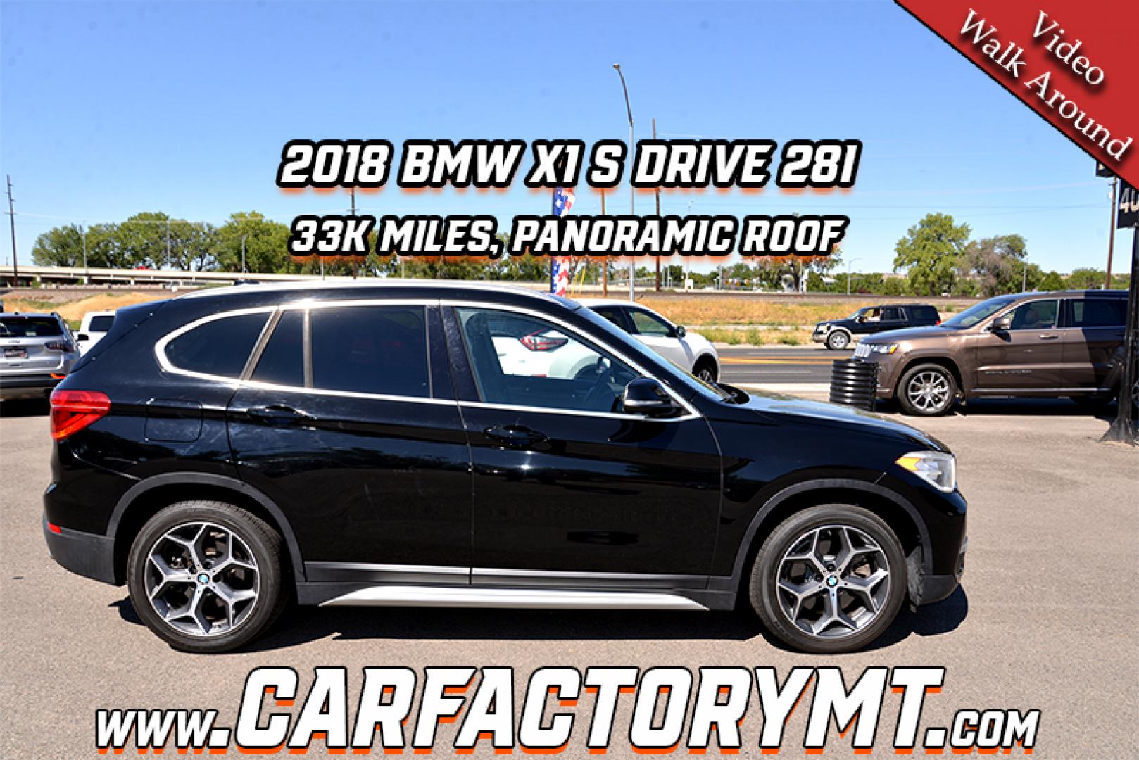 2018 black /Black BMW X1 sDrive28i (WBXHU7C33J5) with an 2.0L L4 DOHC 16V engine, 8A transmission, located at 4562 State Avenue, Billings, MT, 59101, (406) 896-9833, 45.769516, -108.526772 - Photo#1