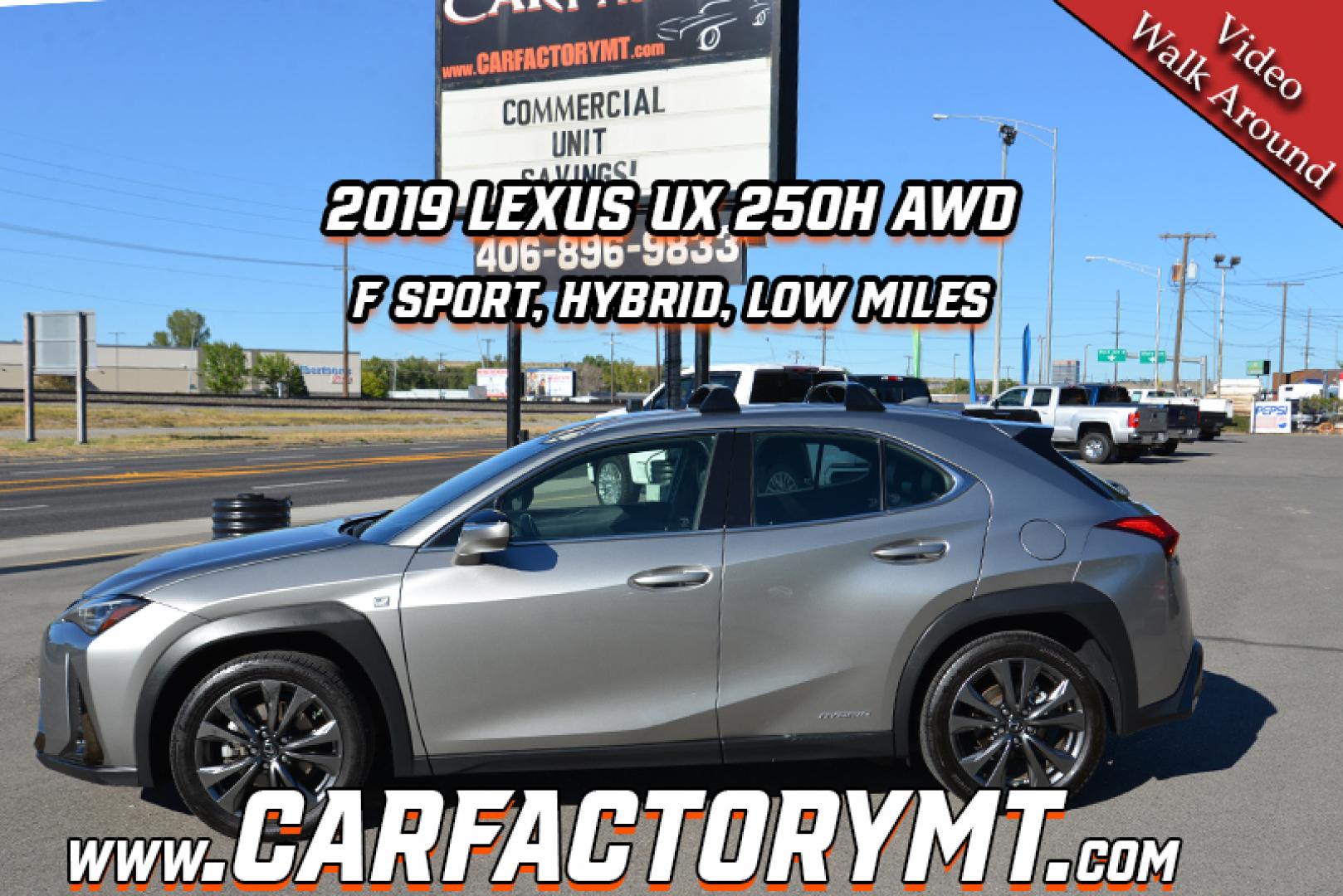 2019 ATOMIC SILVER /Black Lexus UX 250h F SPORT (JTHU9JBH2K2) with an 2.0L L4 DOHC 16V HYBRID engine, CVT transmission, located at 4562 State Avenue, Billings, MT, 59101, (406) 896-9833, 45.769516, -108.526772 - 2019 Lexus UX 250 H, F Sport Hybrid, All Wheel Drive the Lexus is a low mileage 2 Owner vehicle with remaining factory warranty, there are no accidents recorded on the history report. The interior and exterior are very clean, it runs and drives smooth and quiet. The Tires are 18 Inch Bridgestone Tu - Photo#1