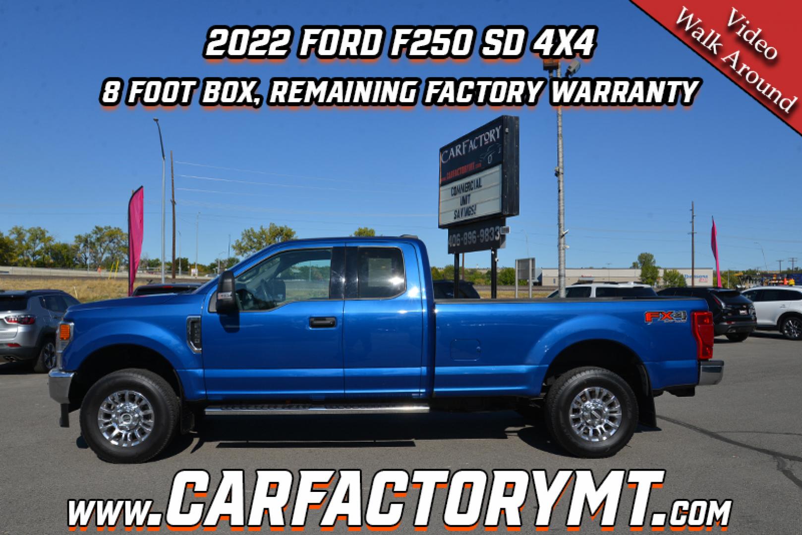 2022 Atlas Blue /Medium Earth Grey Ford F-250 SD XLT SuperCab Long Bed 4WD (1FT7X2B68NE) with an 6.2L V8 OHV 16V engine, 6-Speed Heavy Duty Automatic transmission, located at 4562 State Avenue, Billings, MT, 59101, (406) 896-9833, 45.769516, -108.526772 - This is a 2022 Ford F250 SuperCab XLT 4x4 its a One Owner Truck with no accidents recorded on the history report. The Ford still has remaining factory warranty. it runs and drives nicely, The interior and exterior are very clean.. The tires are 18 Inch Toyo Open Country's and they are in good shape - Photo#1