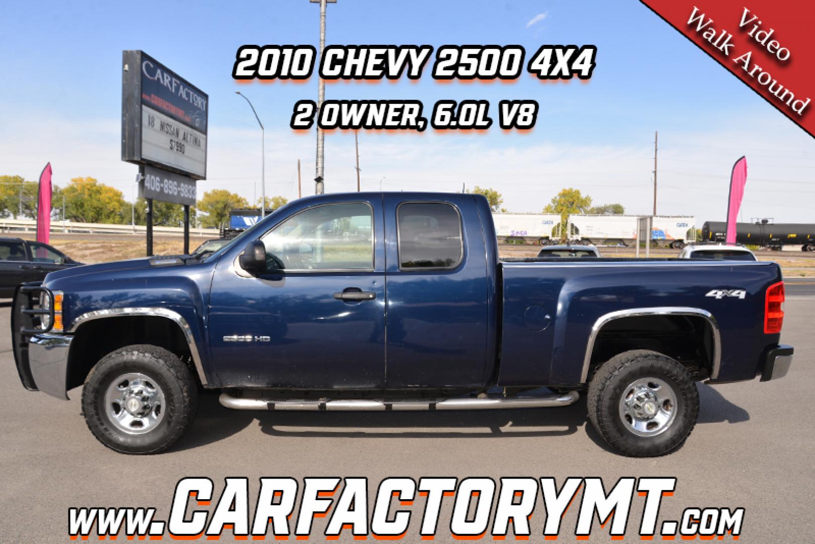 2010 Blue /dark charcoal Chevrolet Silverado 2500HD LT1 Ext. Cab 4WD (1GC5KXBG5AZ) with an 6.0L V8 OHV 16V FFV engine, 6-Speed Automatic transmission, located at 4562 State Avenue, Billings, MT, 59101, (406) 896-9833, 45.769516, -108.526772 - 2010 Chevrolet Silverado 2500HD 4WD Ext Cab LT This Chevy is a local trade in, There are no accidents recorded on the history report. It is a Two Owner Truck. The Chevy runs and drives good. The tires are in decent shape. It has a 6.0L V8 engine , 6 Speed Automatic transmission, 4.10 rear axle r - Photo#0