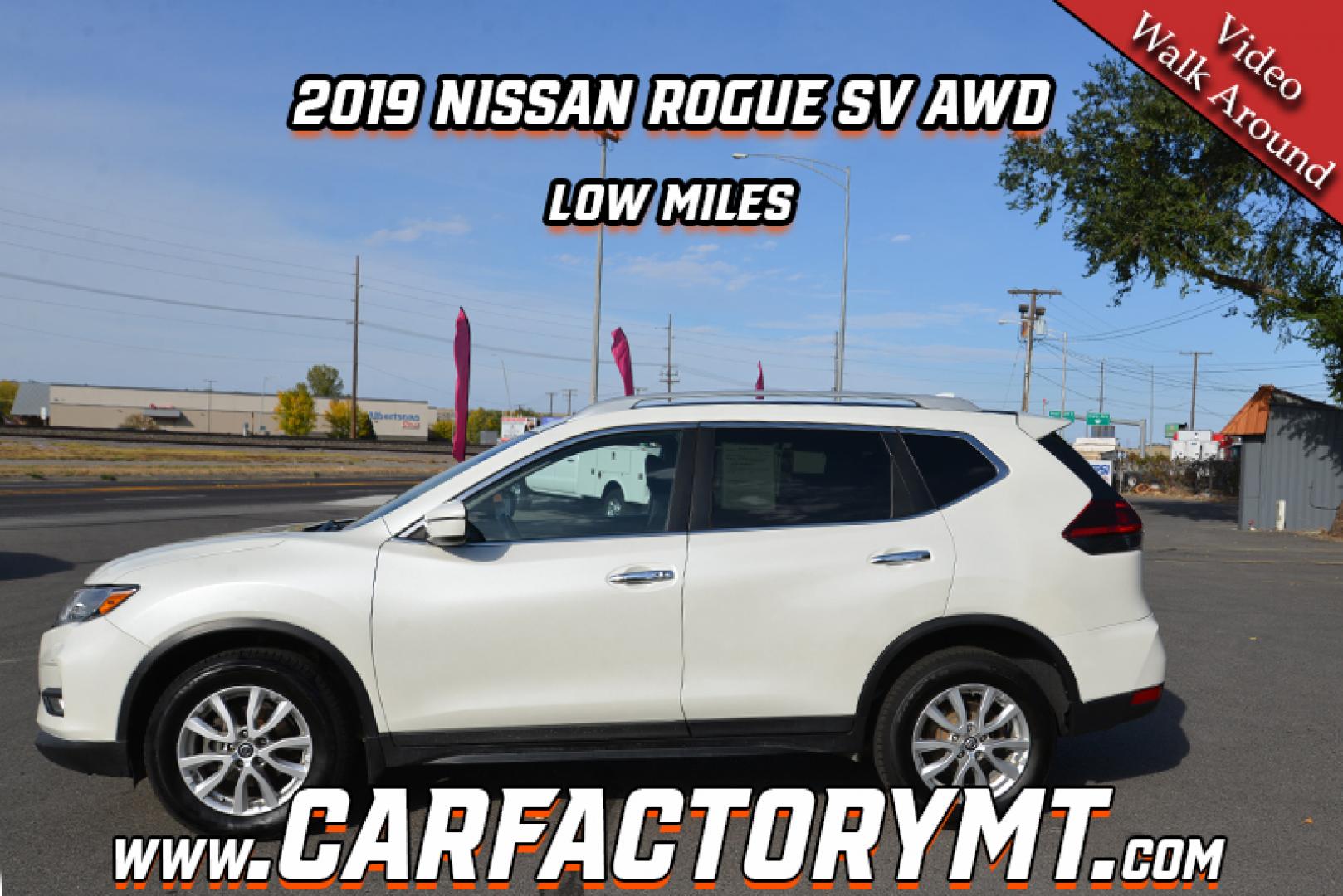 2019 Pearl White /Grey Nissan Rogue SV (5N1AT2MV2KC) with an 2.5L L4 DOHC 16V engine, CVT transmission, located at 4562 State Avenue, Billings, MT, 59101, (406) 896-9833, 45.769516, -108.526772 - 2019 Nissan Rogue SV All Wheel Drive This Low mileage Rogue has no accidents recorded on the history report. The Nissan runs and drives nicely. The interior and exterior are clean. The 17 Inch tires are in next to new condition it has a 2.5 Liter 4 Cylinder , Continuously variable transmission, - Photo#0