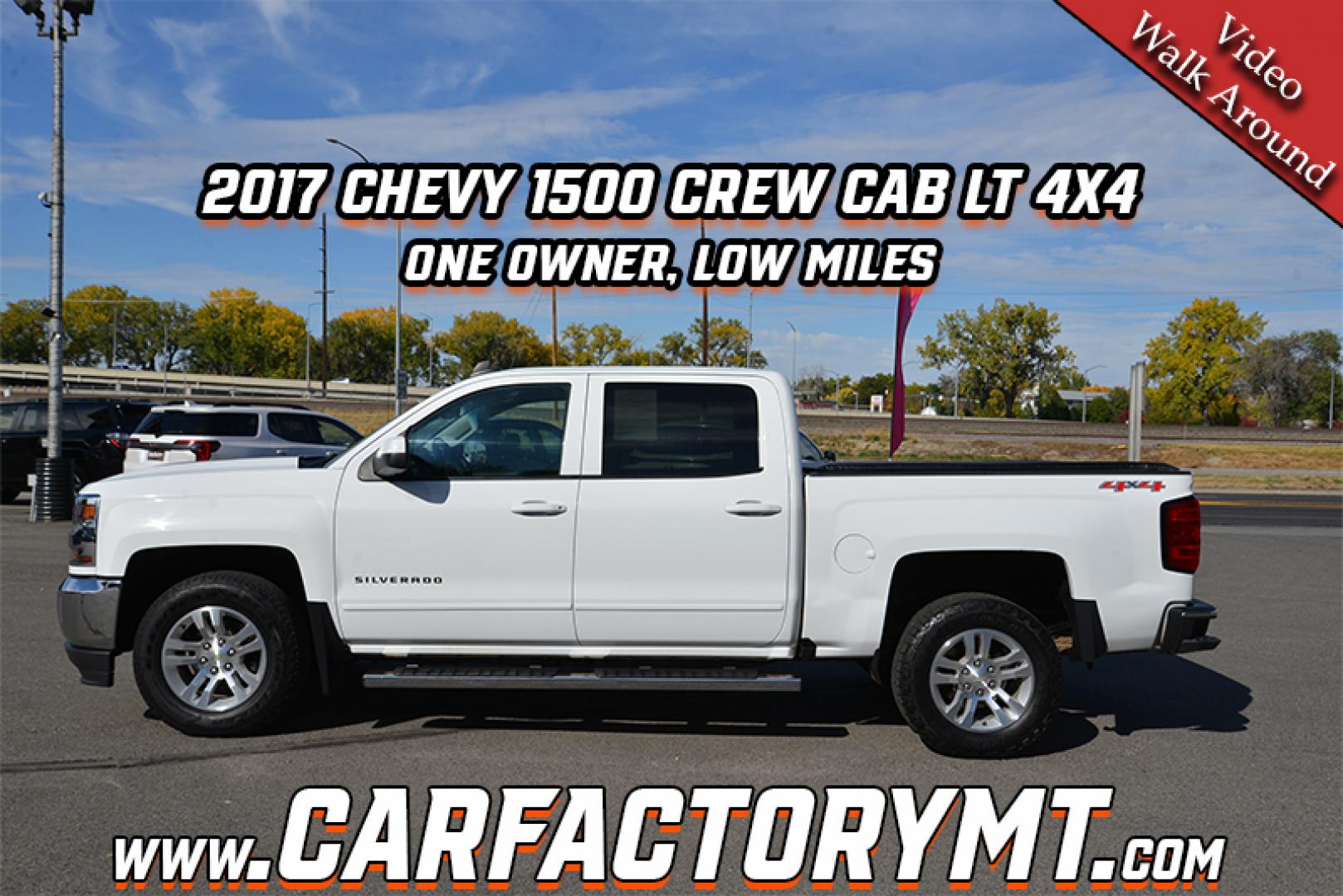 2017 Summit White /Jet Black Chevrolet Silverado 1500 LT Crew Cab 4WD (3GCUKREC1HG) with an 5.3L V8 OHV 16V engine, 6A transmission, located at 4562 State Avenue, Billings, MT, 59101, (406) 896-9833, 45.769516, -108.526772 - Photo#1