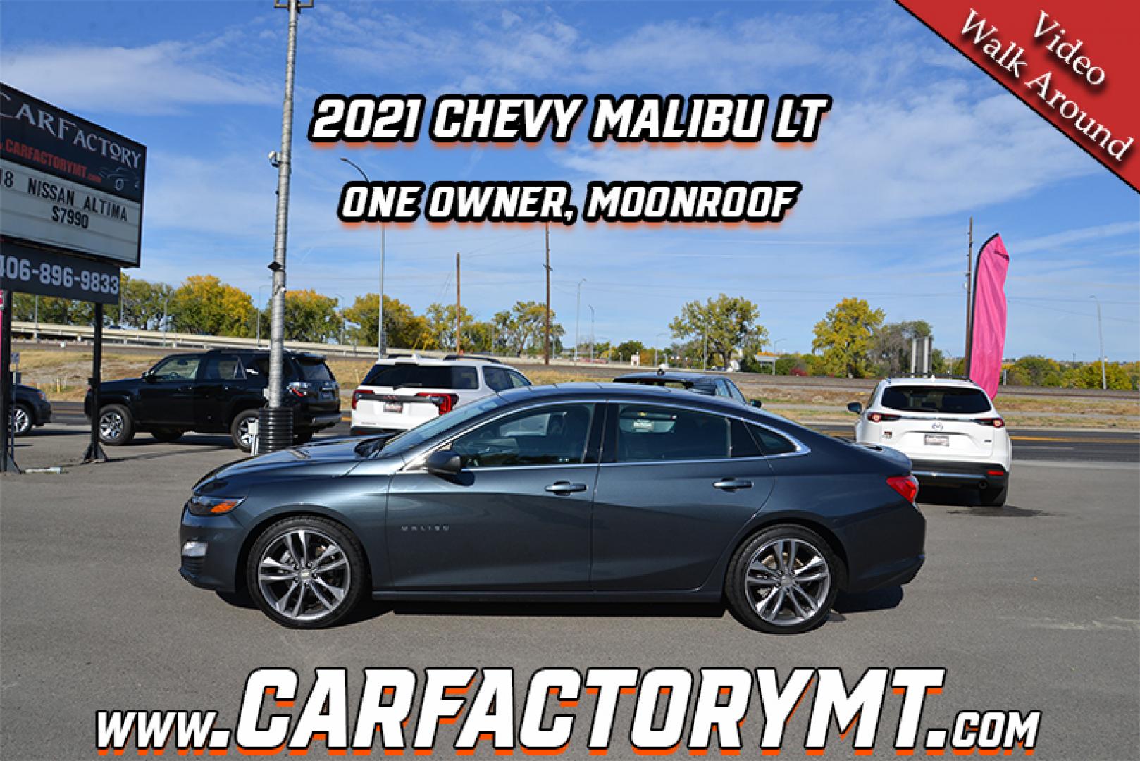 2021 Shadow Grey Metallic /Jet Black Chevrolet Malibu LT (1G1ZD5ST4MF) with an 1.5L L4 DOHC 16V engine, CVT Automatic transmission, located at 4562 State Avenue, Billings, MT, 59101, (406) 896-9833, 45.769516, -108.526772 - Photo#1