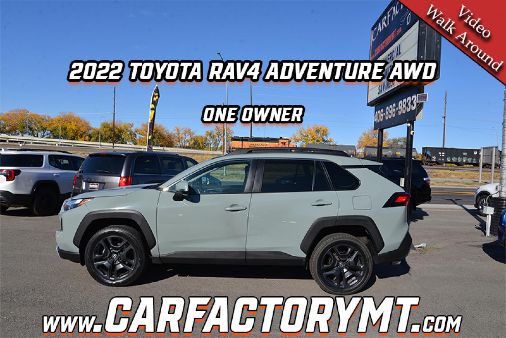 2022 Lunar Rock /Black Toyota RAV4 Adventure AWD (2T3J1RFV1NW) with an 2.5L L4 DOHC 16V engine, 8 speed Automatic transmission, located at 4562 State Avenue, Billings, MT, 59101, (406) 896-9833, 45.769516, -108.526772 - Your Looking at a 2022 Toyota Rav4 Adventure All wheel Drive it's is a One Owner Vehicle with remaining factory warranty, The interior and exterior are clean, it runs and drives smooth and quiet, The tires are in good shape it has a 2.5 Liter 4 cylinder that produces 203 Horsepower @ 6600 rpm - Photo#1