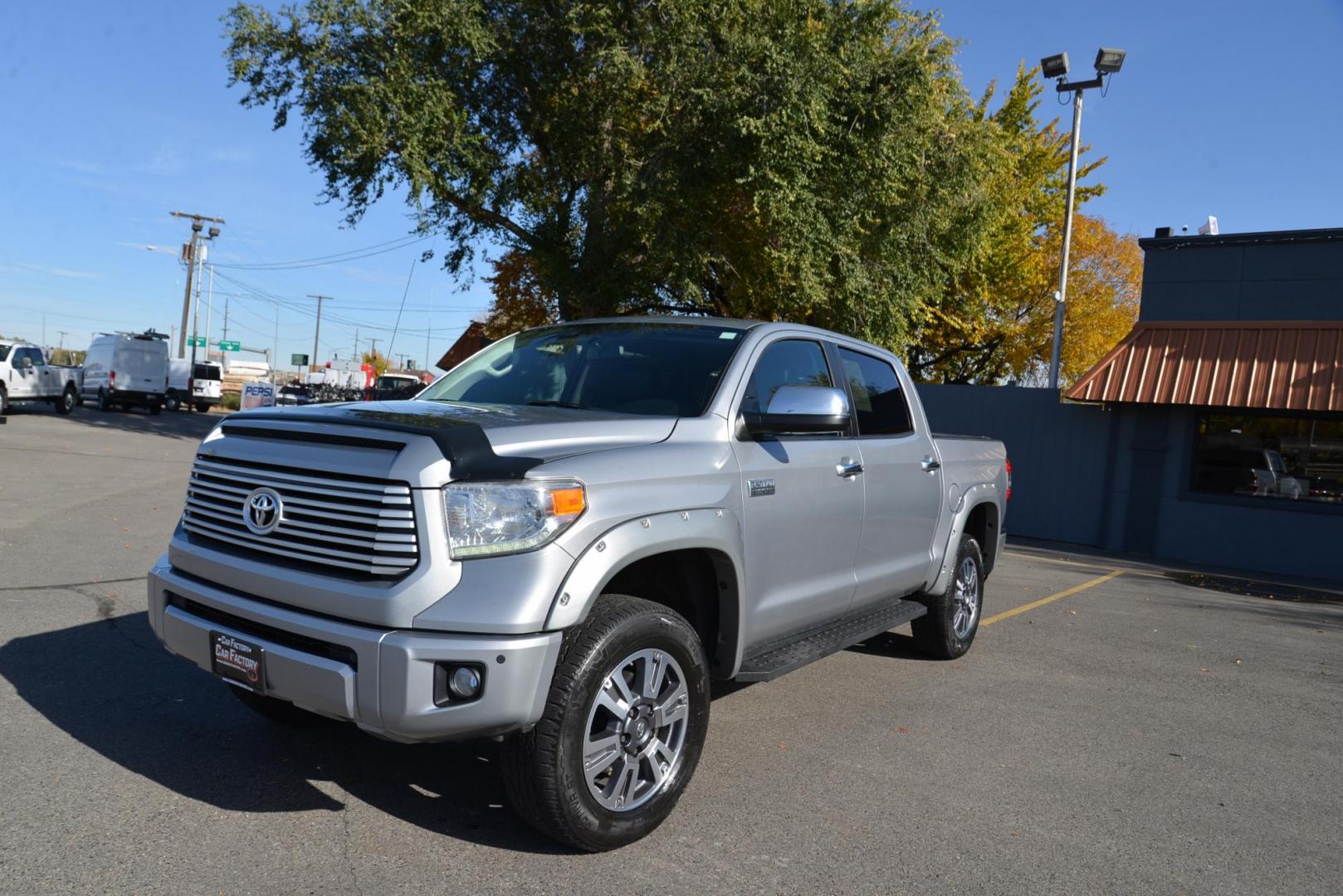 2017 Silver /Black Toyota Tundra Platinum CrewMax 5.7L 4WD (5TFAY5F14HX) with an 5.7L V8 DOHC 32V engine, 6A transmission, located at 4562 State Avenue, Billings, MT, 59101, (406) 896-9833, 45.769516, -108.526772 - 2017 Toyota Tundra Crew Max Platinum 4x4 The Tundra is a low mileage , One Owner Truck. It runs and drives nicely, The interior and exterior are clean. It has 20 Inch tires that are in good shape it has a 5 .7 Liter V8 that produces 381 Horsepower at 5,600 RPM and 401 Pound Foot of Torque at 3,6 - Photo#2