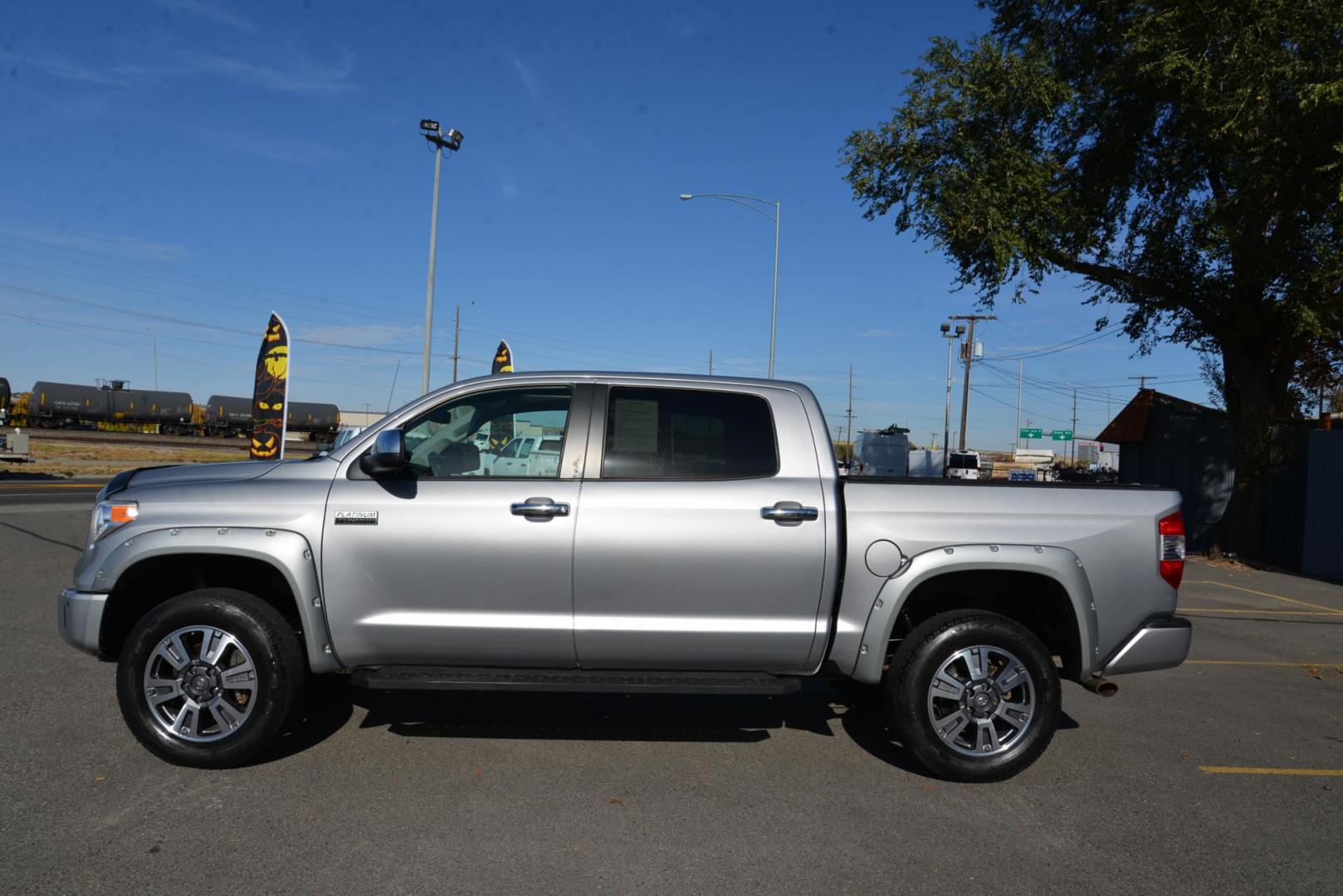 2017 Silver /Black Toyota Tundra Platinum CrewMax 5.7L 4WD (5TFAY5F14HX) with an 5.7L V8 DOHC 32V engine, 6A transmission, located at 4562 State Avenue, Billings, MT, 59101, (406) 896-9833, 45.769516, -108.526772 - 2017 Toyota Tundra Crew Max Platinum 4x4 The Tundra is a low mileage , One Owner Truck. It runs and drives nicely, The interior and exterior are clean. It has 20 Inch tires that are in good shape it has a 5 .7 Liter V8 that produces 381 Horsepower at 5,600 RPM and 401 Pound Foot of Torque at 3,6 - Photo#3