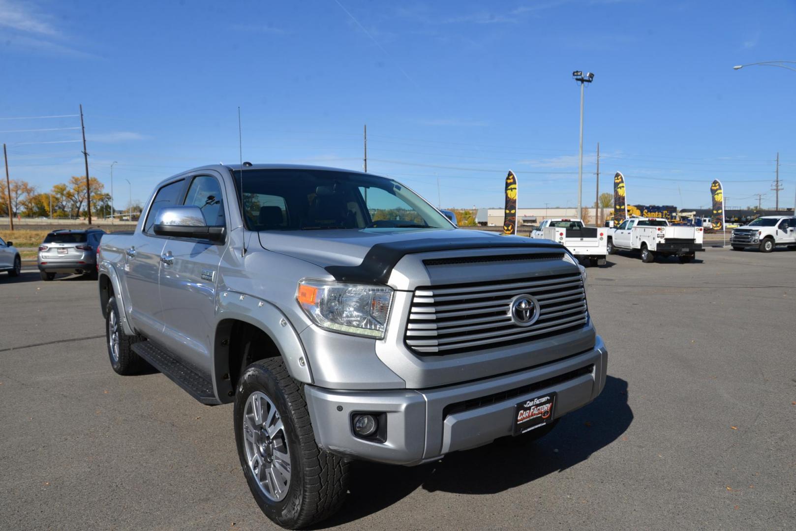 2017 Silver /Black Toyota Tundra Platinum CrewMax 5.7L 4WD (5TFAY5F14HX) with an 5.7L V8 DOHC 32V engine, 6A transmission, located at 4562 State Avenue, Billings, MT, 59101, (406) 896-9833, 45.769516, -108.526772 - 2017 Toyota Tundra Crew Max Platinum 4x4 The Tundra is a low mileage , One Owner Truck. It runs and drives nicely, The interior and exterior are clean. It has 20 Inch tires that are in good shape it has a 5 .7 Liter V8 that produces 381 Horsepower at 5,600 RPM and 401 Pound Foot of Torque at 3,6 - Photo#6