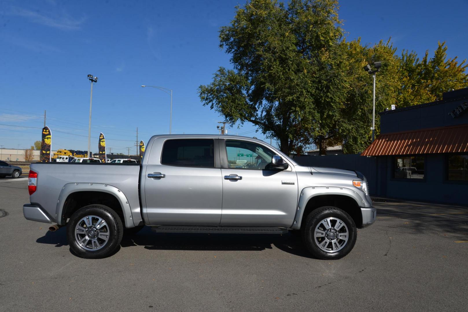 2017 Silver /Black Toyota Tundra Platinum CrewMax 5.7L 4WD (5TFAY5F14HX) with an 5.7L V8 DOHC 32V engine, 6A transmission, located at 4562 State Avenue, Billings, MT, 59101, (406) 896-9833, 45.769516, -108.526772 - 2017 Toyota Tundra Crew Max Platinum 4x4 The Tundra is a low mileage , One Owner Truck. It runs and drives nicely, The interior and exterior are clean. It has 20 Inch tires that are in good shape it has a 5 .7 Liter V8 that produces 381 Horsepower at 5,600 RPM and 401 Pound Foot of Torque at 3,6 - Photo#7