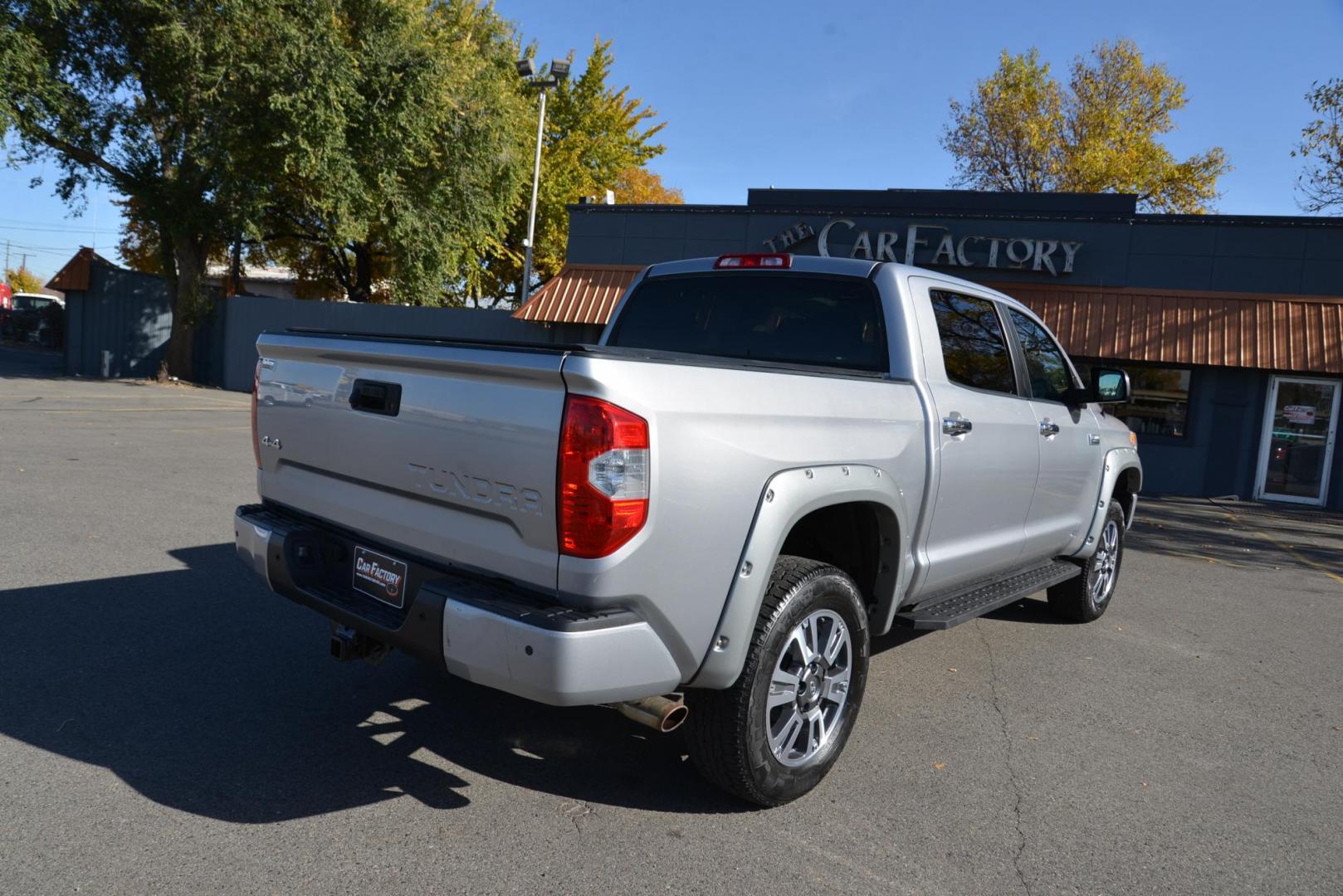 2017 Silver /Black Toyota Tundra Platinum CrewMax 5.7L 4WD (5TFAY5F14HX) with an 5.7L V8 DOHC 32V engine, 6A transmission, located at 4562 State Avenue, Billings, MT, 59101, (406) 896-9833, 45.769516, -108.526772 - 2017 Toyota Tundra Crew Max Platinum 4x4 The Tundra is a low mileage , One Owner Truck. It runs and drives nicely, The interior and exterior are clean. It has 20 Inch tires that are in good shape it has a 5 .7 Liter V8 that produces 381 Horsepower at 5,600 RPM and 401 Pound Foot of Torque at 3,6 - Photo#8