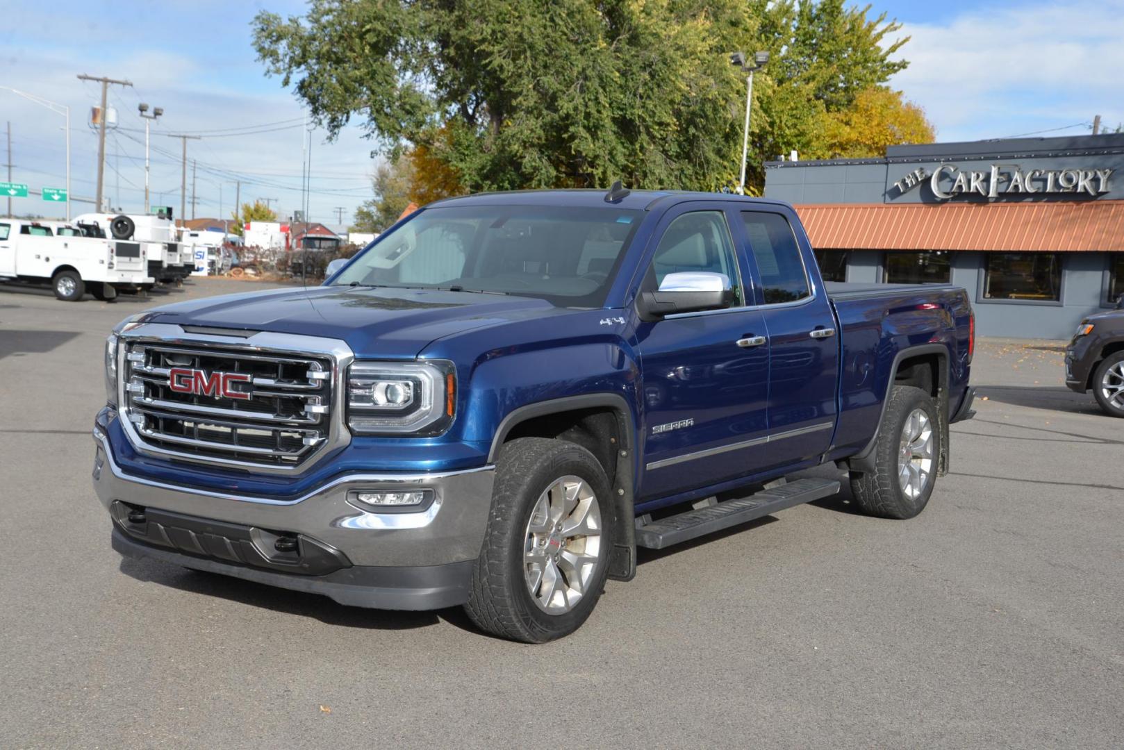 2016 Pacific Blue /Grey GMC Sierra 1500 SLT Double Cab 4WD (1GTV2NEC1GZ) with an 5.3L V8 OHV 16V engine, 6 speed automatic transmission, located at 4562 State Avenue, Billings, MT, 59101, (406) 896-9833, 45.769516, -108.526772 - Your looking at a 2016 GMC Sierra 1500 SLT 4x4 This low mileage Sierra is a one owner truck. There are multiple service records notated on the history report and there are no accidents recorded on the report. The Sierra runs and drives nicely, the interior and exterior are clean. The tires are 20 - Photo#2