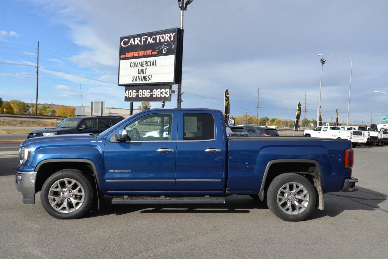 2016 Pacific Blue /Grey GMC Sierra 1500 SLT Double Cab 4WD (1GTV2NEC1GZ) with an 5.3L V8 OHV 16V engine, 6 speed automatic transmission, located at 4562 State Avenue, Billings, MT, 59101, (406) 896-9833, 45.769516, -108.526772 - Your looking at a 2016 GMC Sierra 1500 SLT 4x4 This low mileage Sierra is a one owner truck. There are multiple service records notated on the history report and there are no accidents recorded on the report. The Sierra runs and drives nicely, the interior and exterior are clean. The tires are 20 - Photo#3