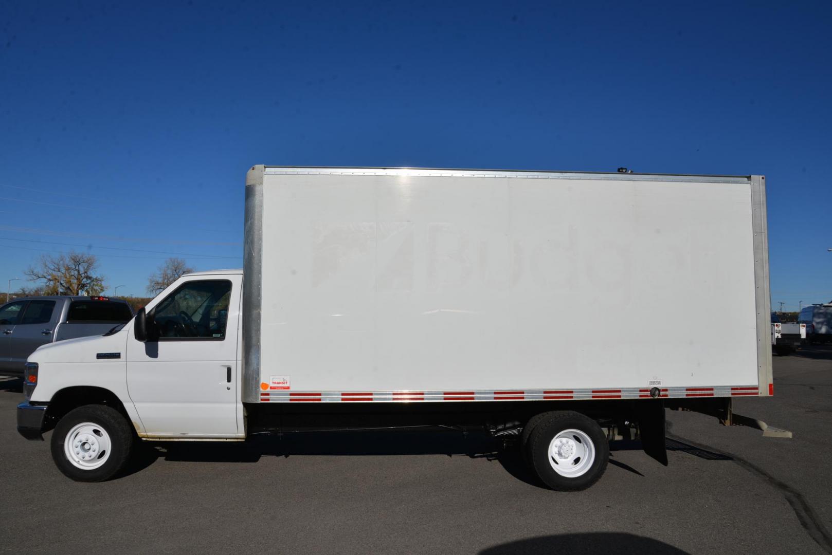 2019 Oxford White /Grey Ford Econoline E450 (1FDXE4FS6KD) with an 6.8L V10 SOHC 20V engine, 6-Speed Heavy Duty Automatic transmission, located at 4562 State Avenue, Billings, MT, 59101, (406) 896-9833, 45.769516, -108.526772 - 2019 Ford E450 Cutaway Cube Van This Low Mileage Ford is a 1 Owner Truck. there are no accidents recorded on the history report. It Runs and drives nicely. The Tires are 225/75 R16 Cooper Discover AT3's and they are in good condition. It has a 6.8 Liter V10 Engine, 6 Speed Automatic Transmissi - Photo#2