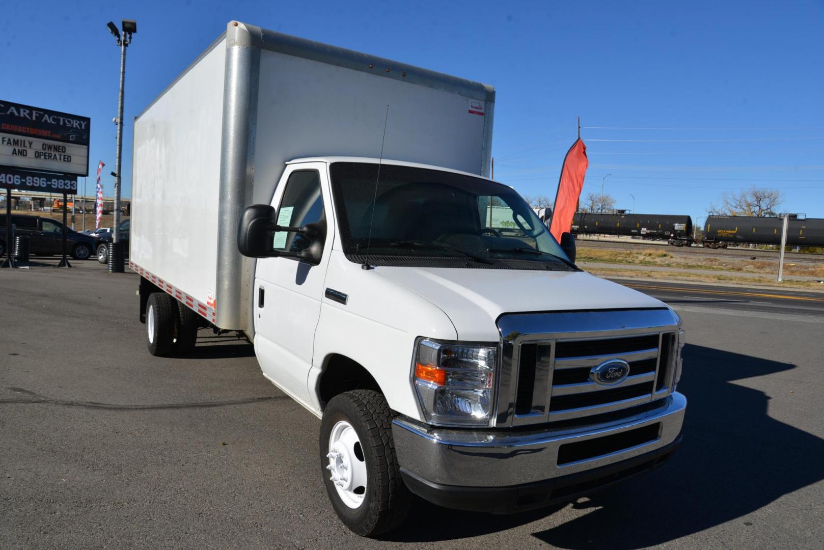 2019 Oxford White /Grey Ford Econoline E450 (1FDXE4FS6KD) with an 6.8L V10 SOHC 20V engine, 6-Speed Heavy Duty Automatic transmission, located at 4562 State Avenue, Billings, MT, 59101, (406) 896-9833, 45.769516, -108.526772 - 2019 Ford E450 Cutaway Cube Van This Low Mileage Ford is a 1 Owner Truck. there are no accidents recorded on the history report. It Runs and drives nicely. The Tires are 225/75 R16 Cooper Discover AT3's and they are in good condition. It has a 6.8 Liter V10 Engine, 6 Speed Automatic Transmissi - Photo#5