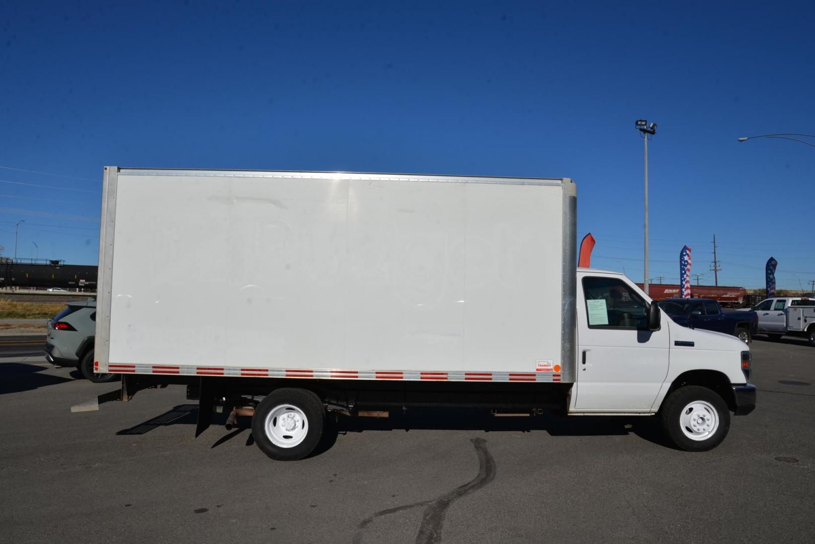 2019 Oxford White /Grey Ford Econoline E450 (1FDXE4FS6KD) with an 6.8L V10 SOHC 20V engine, 6-Speed Heavy Duty Automatic transmission, located at 4562 State Avenue, Billings, MT, 59101, (406) 896-9833, 45.769516, -108.526772 - 2019 Ford E450 Cutaway Cube Van This Low Mileage Ford is a 1 Owner Truck. there are no accidents recorded on the history report. It Runs and drives nicely. The Tires are 225/75 R16 Cooper Discover AT3's and they are in good condition. It has a 6.8 Liter V10 Engine, 6 Speed Automatic Transmissi - Photo#9