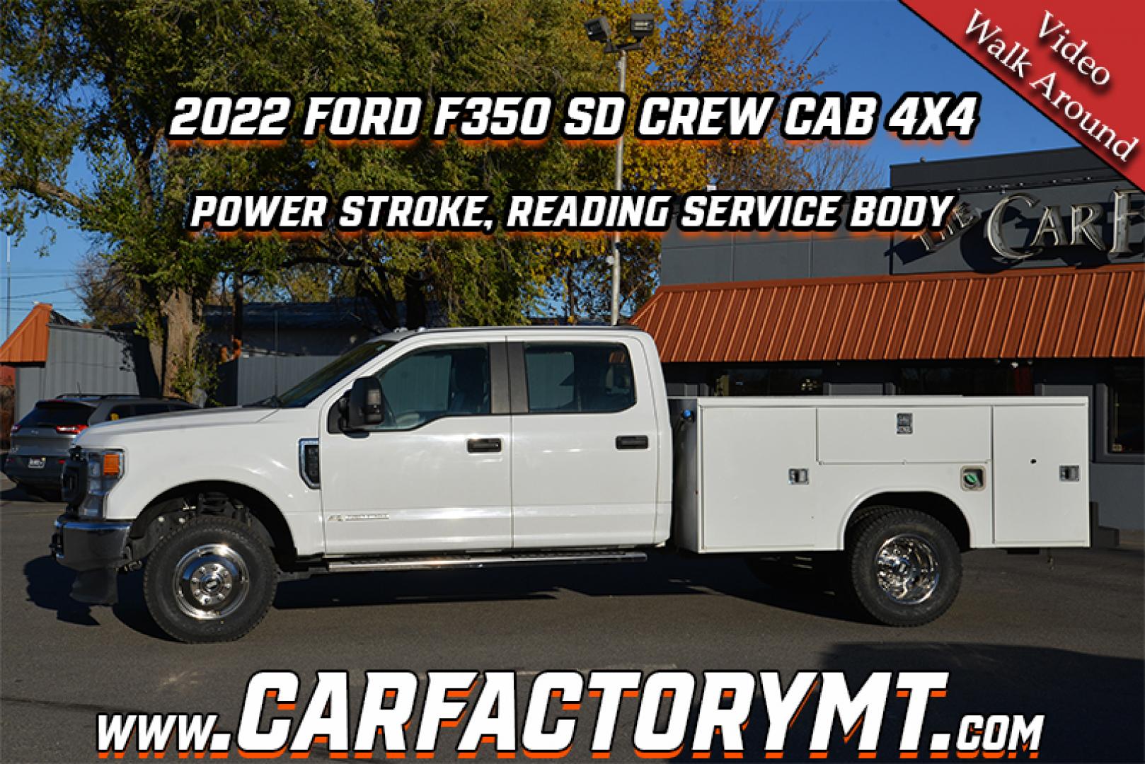 2022 Oxford White /Tan Ford F-350 SD XL (1FD8W3HT4NE) with an 6.7L V8 OHV 16V DIESEL engine, 10 Speed Automatic transmission, located at 4562 State Avenue, Billings, MT, 59101, (406) 896-9833, 45.769516, -108.526772 - 2022 Ford F350 SD Crew Cab PowerStroke 4x4 with reading Service Body This Powerstroke has no accidents recorded on the history report, it runs and drives great. The Interior and Exterior are very clean. The Dually has Brand New 245/75/R17 Sumitomo Encounter AT Tires. It has been inspected, servi - Photo#1