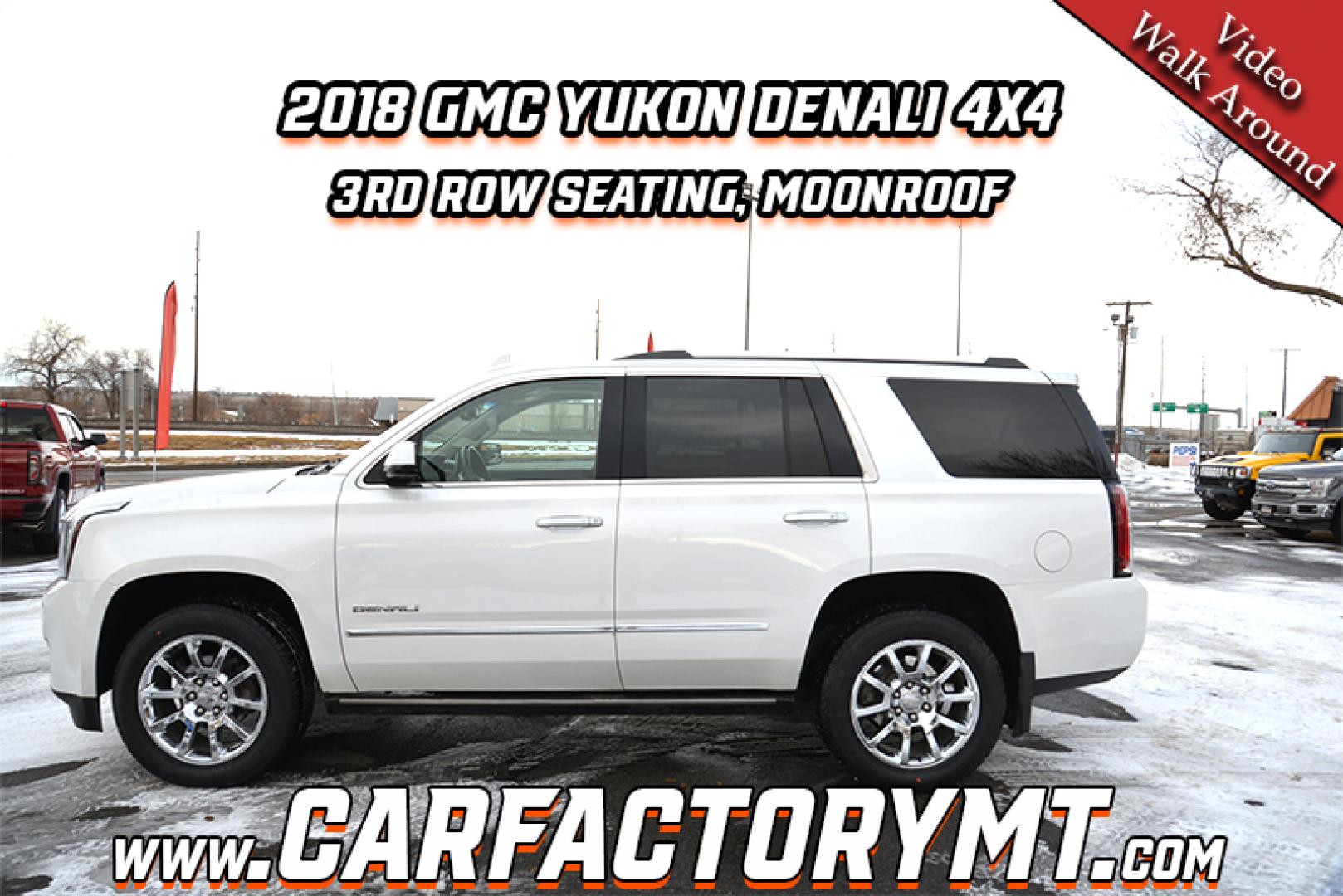 2018 White /Cocoa/Dark Atmosphere GMC Yukon Denali 4WD (1GKS2CKJ3JR) with an 6.2L V8 OHV 16V engine, 10 Speed Automatic transmission, located at 4562 State Avenue, Billings, MT, 59101, (406) 896-9833, 45.769516, -108.526772 - 2018 GMC Yukon Denali 4x4 with 3rd row seating The Yukon is a 2 Owner vehicle, There are no accidents recorded on the vehicle history report, it runs and drives smooth and quiet. The Interior and Exterior are both very clean. The Tires are new 20 inch Hercules Terra Trac It has a 6.2 Liter V - Photo#1