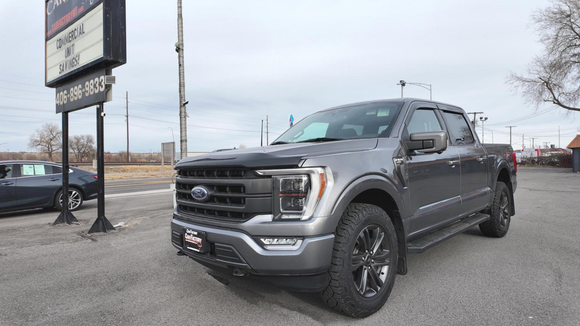 2021 Grey /Black Ford F-150 (1FTFW1E53MF) with an 5.0L V8 OHV 16V engine, 6A transmission, located at 4562 State Avenue, Billings, MT, 59101, (406) 896-9833, 45.769516, -108.526772 - This is a 2021 Ford F150 Lariat SuperCrew 4x4 with a 5 and a half foot bed This Ford runs and drives nicely, there are no accidents recorded on the history report. The Interior and exterior are clean, The 20 Inch Goodyear Wrangler Tires are in great shape it has a 5 Liter V8, 10 Speed automati - Photo#3