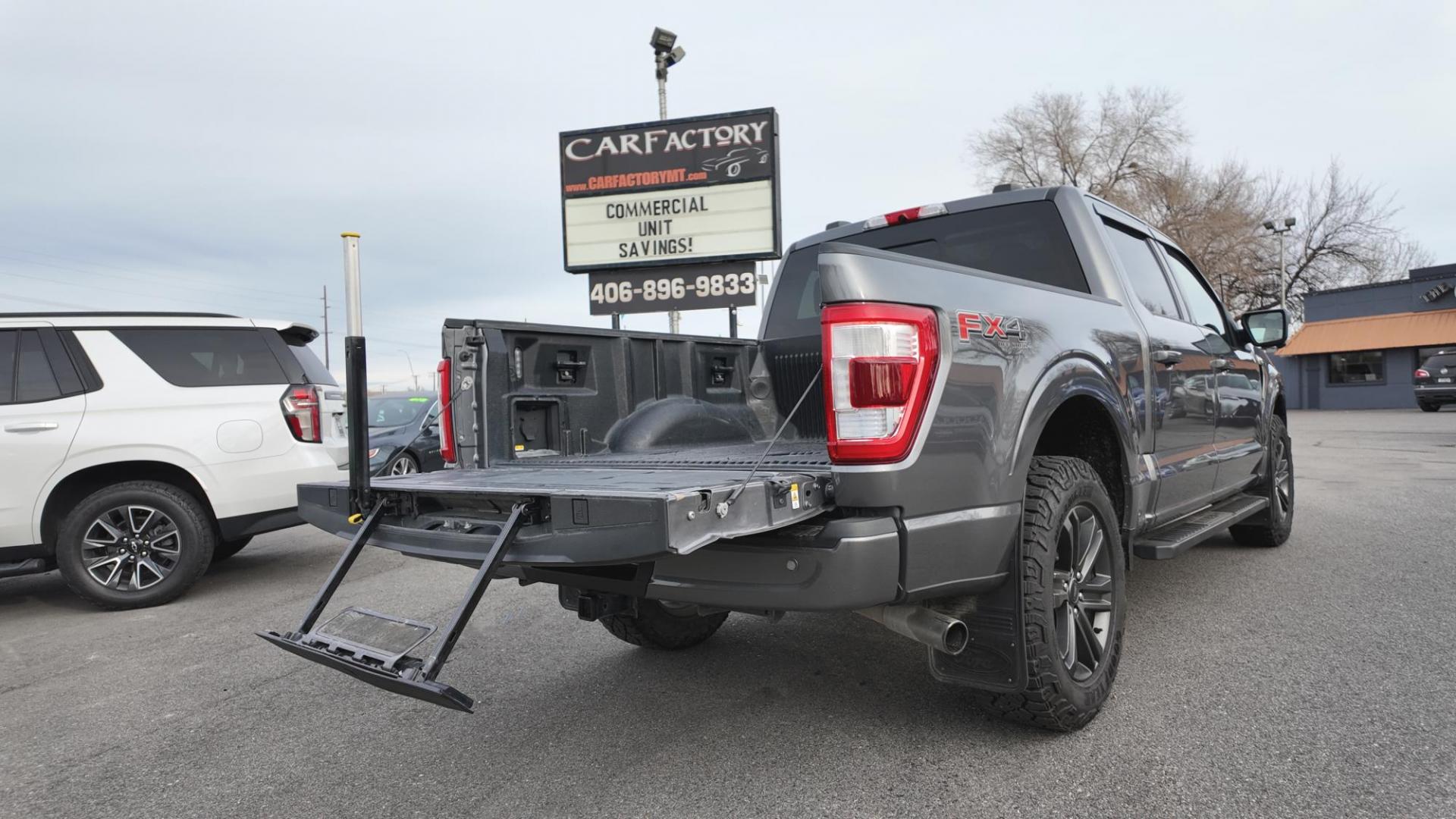 2021 Grey /Black Ford F-150 (1FTFW1E53MF) with an 5.0L V8 OHV 16V engine, 6A transmission, located at 4562 State Avenue, Billings, MT, 59101, (406) 896-9833, 45.769516, -108.526772 - This is a 2021 Ford F150 Lariat SuperCrew 4x4 with a 5 and a half foot bed This Ford runs and drives nicely, there are no accidents recorded on the history report. The Interior and exterior are clean, The 20 Inch Goodyear Wrangler Tires are in great shape it has a 5 Liter V8, 10 Speed automati - Photo#6