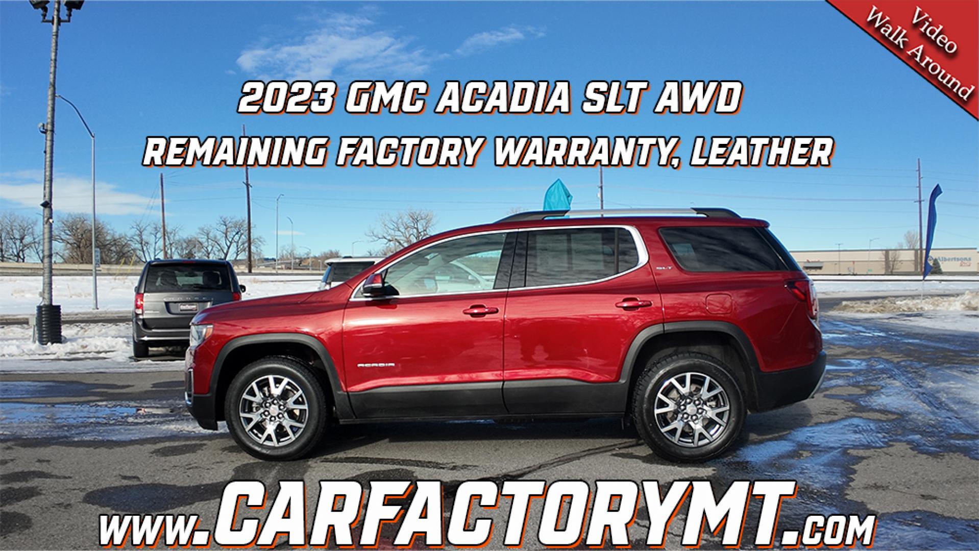 2023 Volcanic Red Tintcoat /Jet Black GMC Acadia SLT AWD (1GKKNUL4XPZ) with an 2.0L L4 DOHC 16V TURBO engine, 9A transmission, located at 4562 State Avenue, Billings, MT, 59101, (406) 896-9833, 45.769516, -108.526772 - 2023 GMC Acadia SLT All Wheel Drive The Acadia is a 1 Owner vehicle. There are no accidents recorded on the history report. The Interior and exterior are clean. The SUV also has the remainder of the factory warranty. The 18 Inch tires are in good shape. it has a 2 Liter Turbo Engine, 9 Speed a - Photo#1