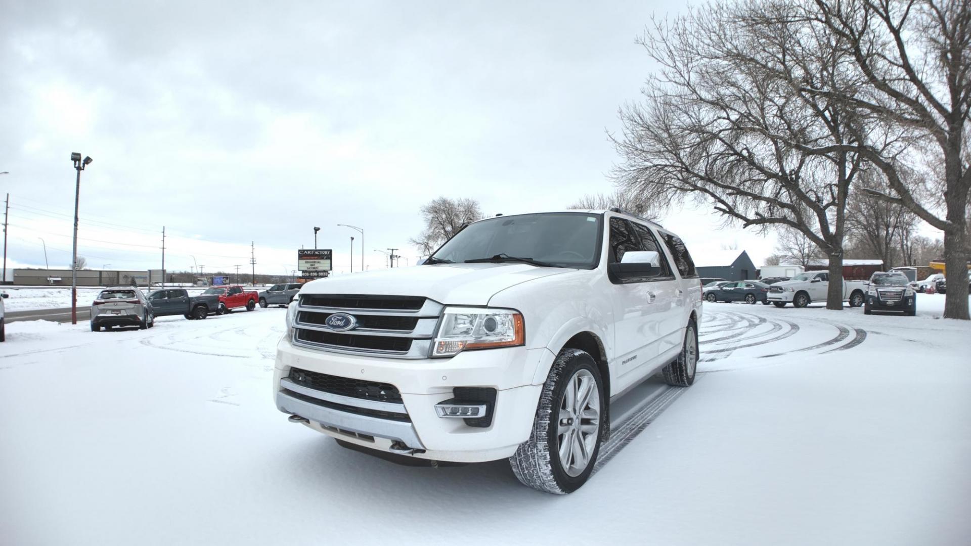 2016 White Platinum Metallic /Black Ford Expedition EL Platinum 4WD (1FMJK1MT1GE) with an 3.5L V6 DOHC 24V FFV engine, 6-Speed Automatic transmission, located at 4562 State Avenue, Billings, MT, 59101, (406) 896-9833, 45.769516, -108.526772 - 2016 Ford Expedition EL( Extended Length) 4x4 Platinum This Ford has no accidents recorded on the history report. The Interior and exterior are clean. the SUV runs and drives well. The 22 Inch tires are in good shape. It has a 3 point 5 Liter Ecoboost V6, 6 speed automatic transmission, 3 73 - Photo#2